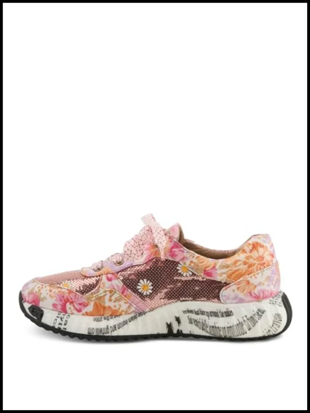 Hand-Painted Embroidered Leather & Textile Fashion Sneakers Lace-Up